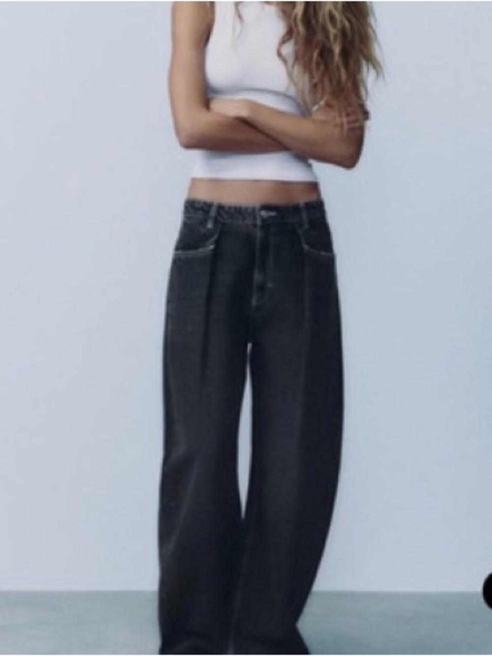Vintage Zara Dark Blue Wide Leg Jeans size 8 NWT